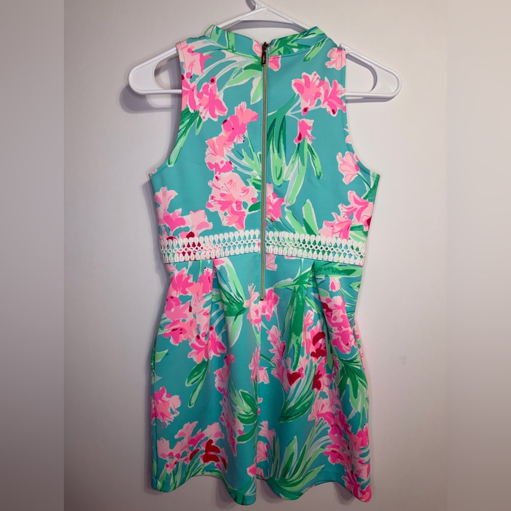 Lilly Pulitzer Girls Leesi Dress Aqua Al Fresco Isn’t She Lovely Size 14 - Picture 2 of 7
